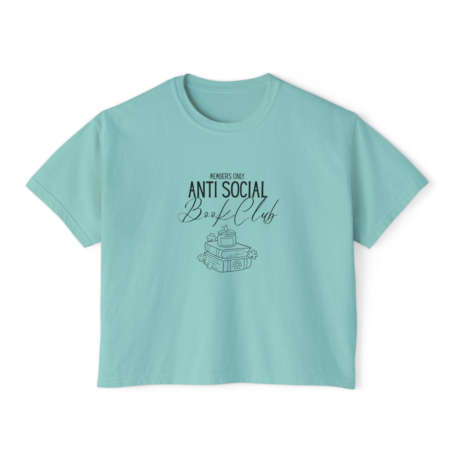 Anti-Social Book Club Women's Boxy Tee, Casual Graphic T-Shirt, Cozy Reading Shirt, Literary Gift, Relaxed Fit Top