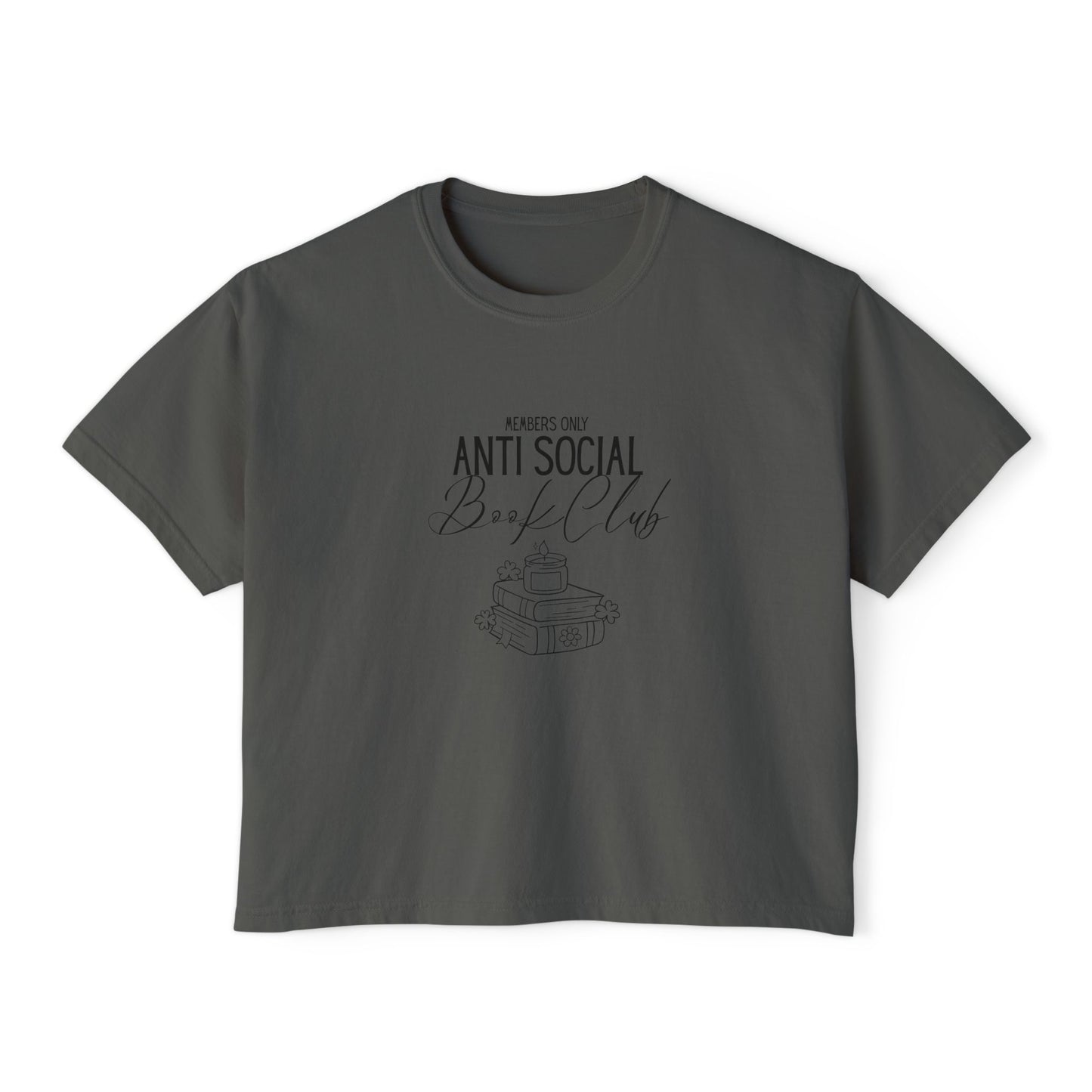 Anti-Social Book Club Women's Boxy Tee, Casual Graphic T-Shirt, Cozy Reading Shirt, Literary Gift, Relaxed Fit Top