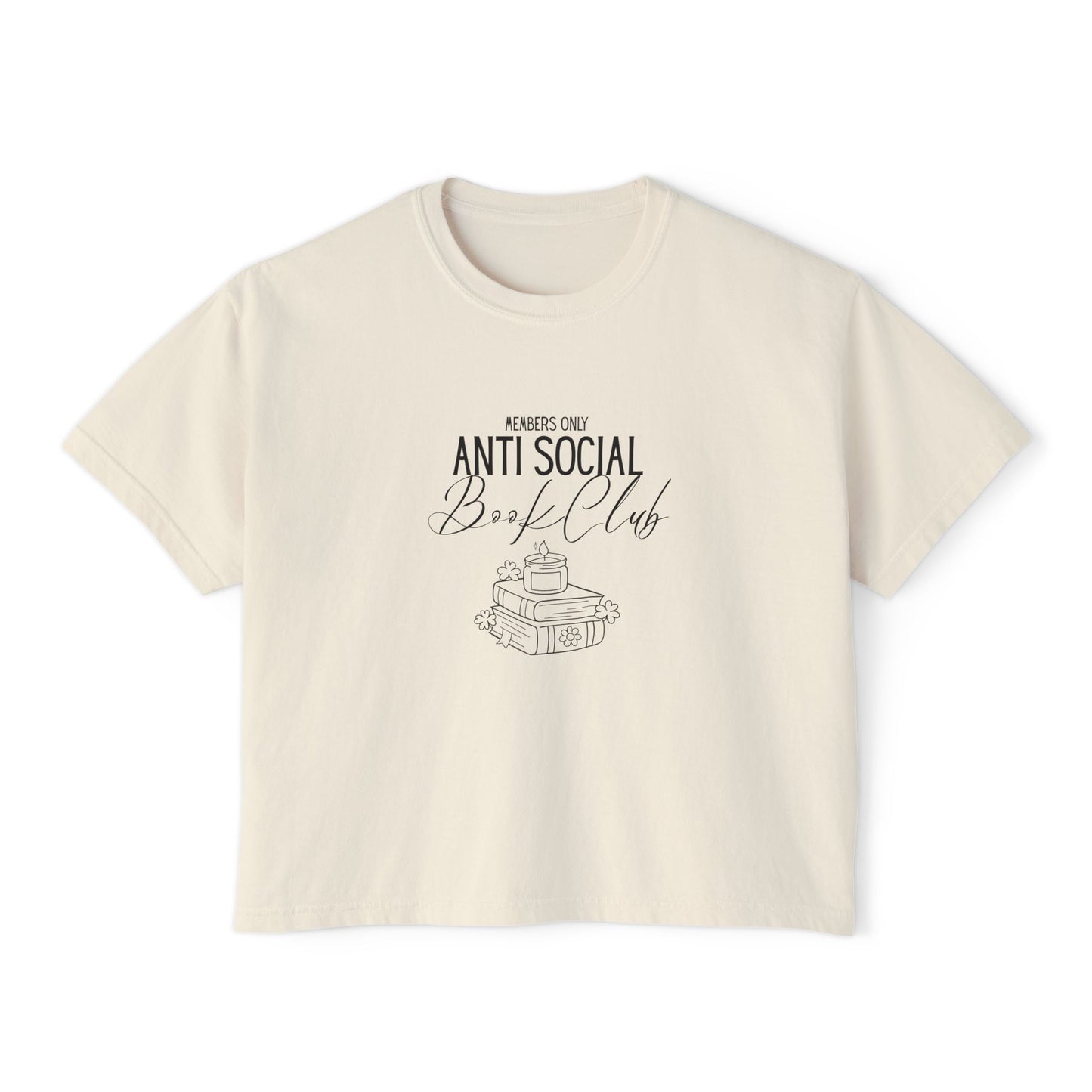 Anti-Social Book Club Women's Boxy Tee, Casual Graphic T-Shirt, Cozy Reading Shirt, Literary Gift, Relaxed Fit Top