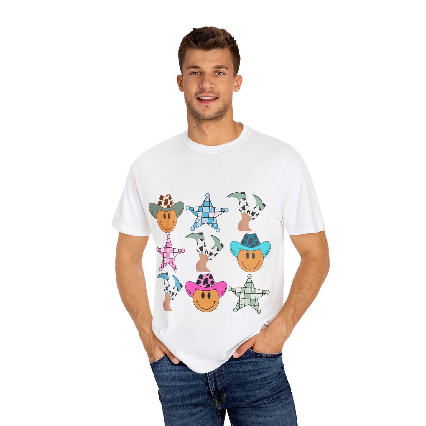 Cheerful Cowboy T-Shirt, Unisex Graphic Tee, Funny Summer Shirt, Casual Gift for Animal Lovers, Vacation Outfit, Fun Beach Wear