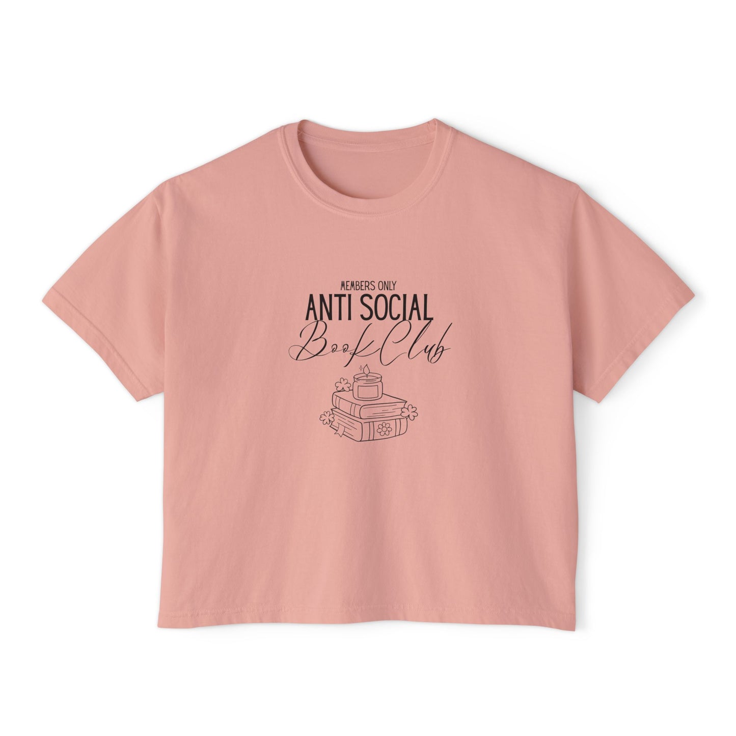 Anti-Social Book Club Women's Boxy Tee, Casual Graphic T-Shirt, Cozy Reading Shirt, Literary Gift, Relaxed Fit Top