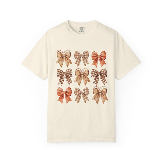 Charming Bow Design T-shirt, Stylish Gift for Women, Casual Wear, Holiday Outfit, Fall Fashion